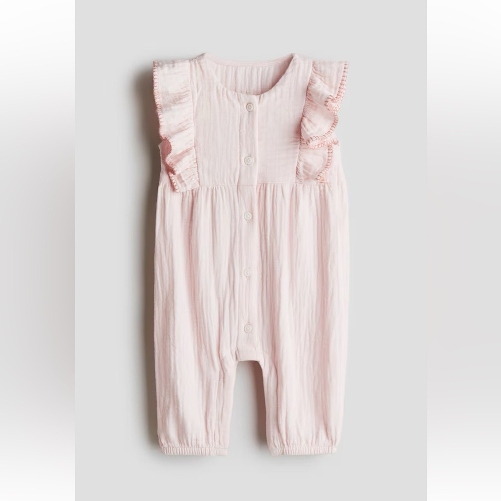 Ruffle-Trimmed Muslin Romper
